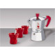 Набор Bialetti гейзер "Moka" 3 п.  (+ 3 красные чашки под пластиковые)